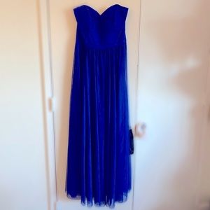 NWT JS Collections formal cobalt blue strapless gown